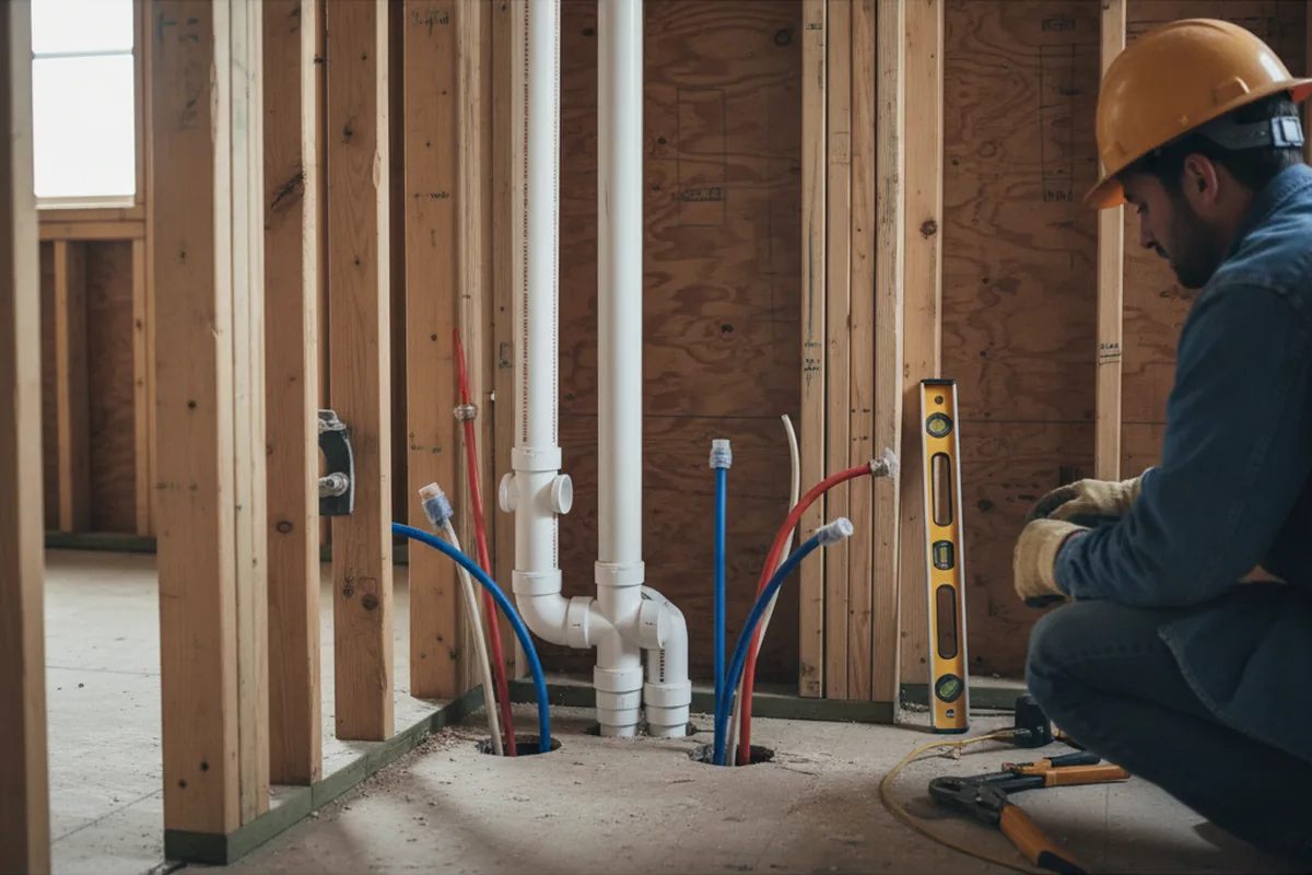 Drain and supply rough-in during Garbage Disposal Repair in Oak City